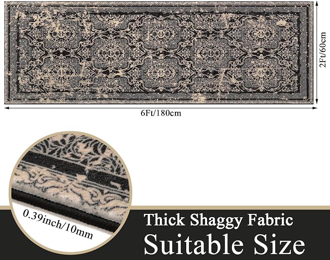 Vaukki Hallway Runner Rug, Vintage Shaggy Soft Laundry Rug Runner, Non Slip - Image 2
