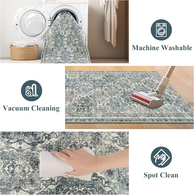 Vaukki Hallway Runner Rug, Vintage Shaggy Soft Laundry Rug Runner, Non Slip - Image 4