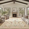 Rugxara Floral Rug for Living Room Bedroom, 8x10 Washable Rug, Vintage Boho by Rugxara