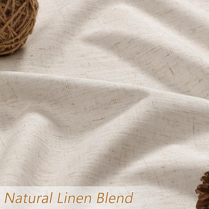 Guken 100% Blackout Linen Curtains 90 Inch Length 2 Panels Set - Image 4