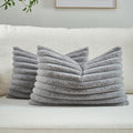 FUTEI Grey Decorative Throw Pillow Covers Set of 2, 12x20 Inch Soft Fluffy Faux by FUTEI