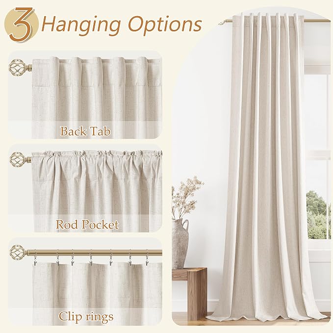 Guken 100% Blackout Linen Curtains 78 Inch Length 2 Panels Set - Image 6