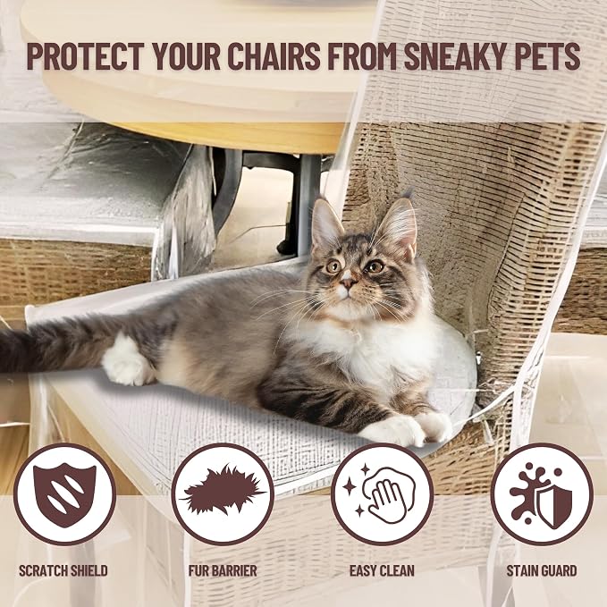 Evelots Dining Room/Kitchen Chair Cover/Protector-2 Pack- Heavy Duty Clear PVC - Image 3
