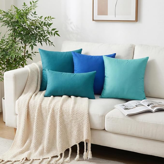 Thmyo 4-Pack 100% Cotton Lumbar Comfortable Solid Decorative Throw Pillow Case - Image 5