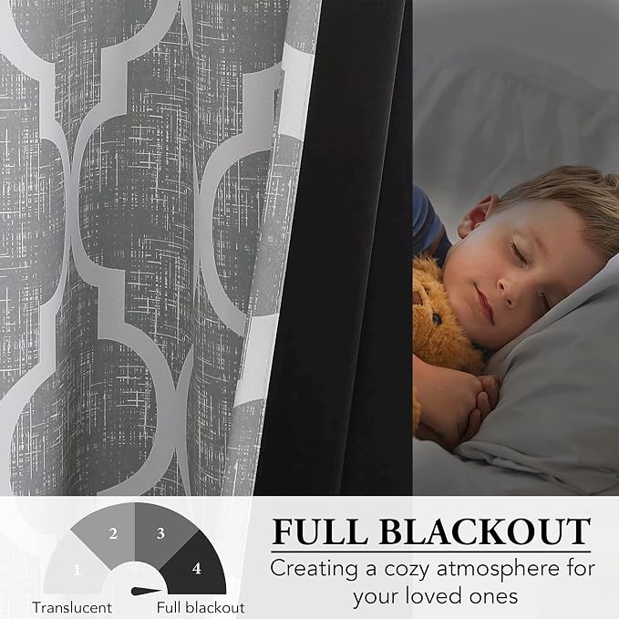 Beauoop 100% Blackout Curtains 96 Inches Long 2 Panels - Image 5
