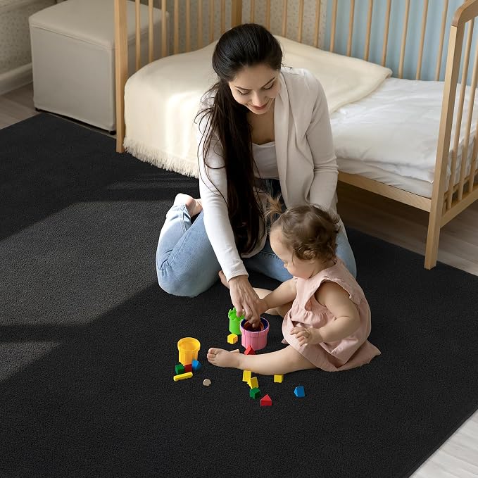 Keeko 4x6 Black Area Rugs for Bedroom, Soft Modern Living Room Rug Indoor Non - Image 3