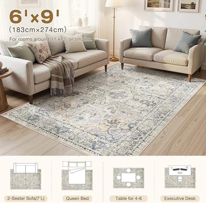 cotiled 6x9 Area Rugs Large Washable Rugs - Image 7