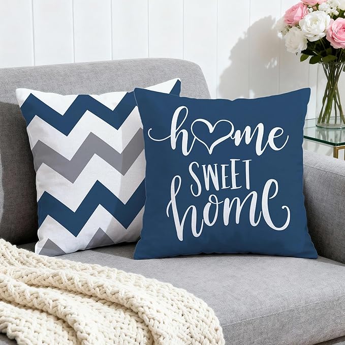 Hexagram Geometric Blue Pillow Covers 16x16 Set of 4, Decorative Outdoor Boho - Image 2