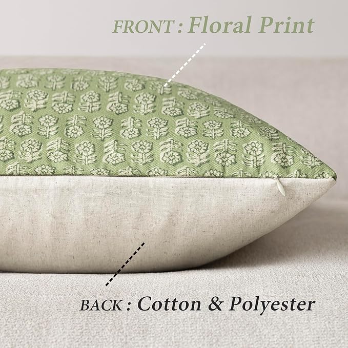 Foindtower Set of 2 Decorative Vintage Floral Print Throw Pillow Covers Neutral - Image 2