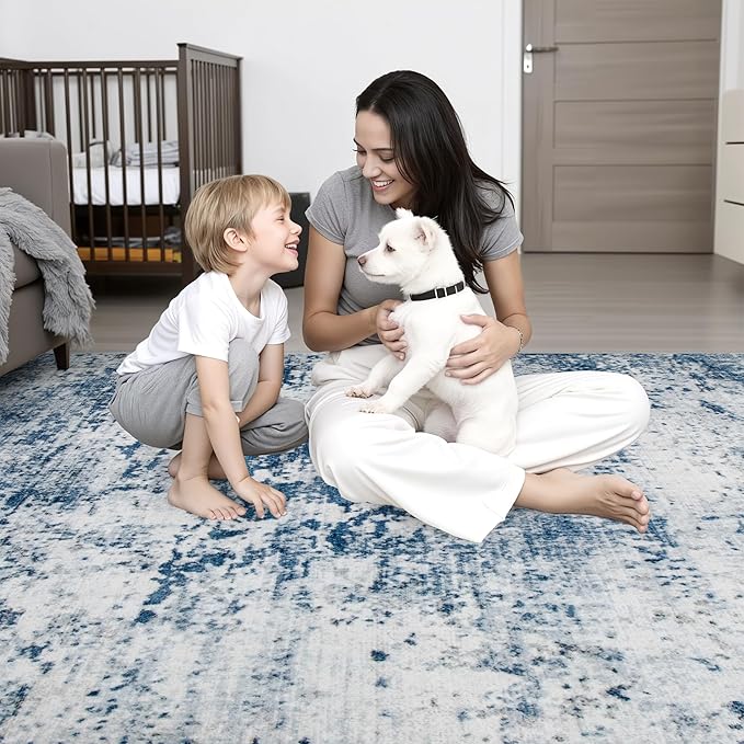 9x12 Area Rug Living Room Rug: Washable Modern Abstract Soft Thin Rug Indoor - Image 9