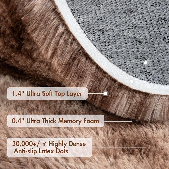 4x6 Ft Shag Brown Area Rug for Bedroom Living Room, Tie-Dyed Ultra Soft Fluffy - Image 8