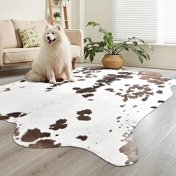 Easycozy Faux Cowhide Cow Print Rug: 6.2 x 7 Western Decor Faux Cowhide - Image 5