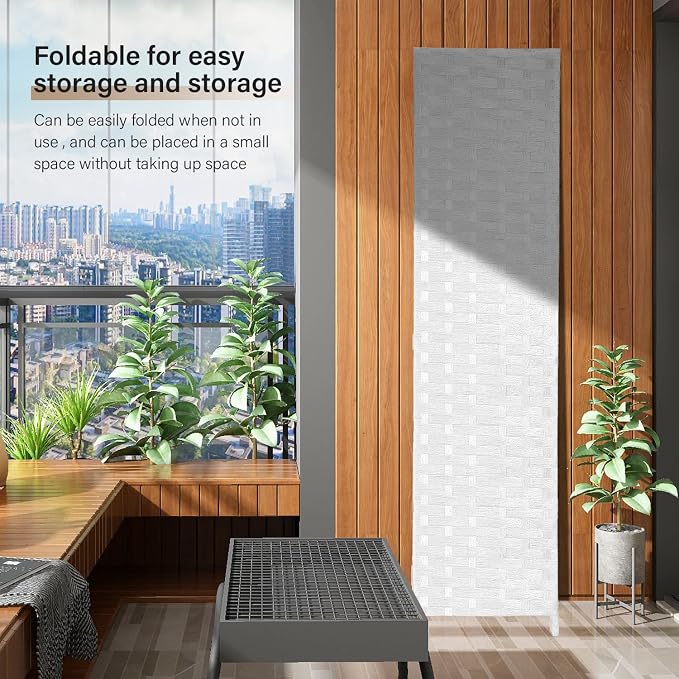 Room Divider Wood Screen Wood Mesh Woven Design Room Divider Folding Portable - Image 5