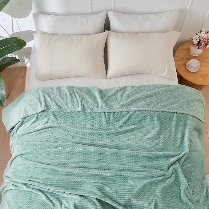 NEWCOSPLAY Super Soft Throw Blanket New Sage Green Premium Silky Flannel Fleece - Image 8