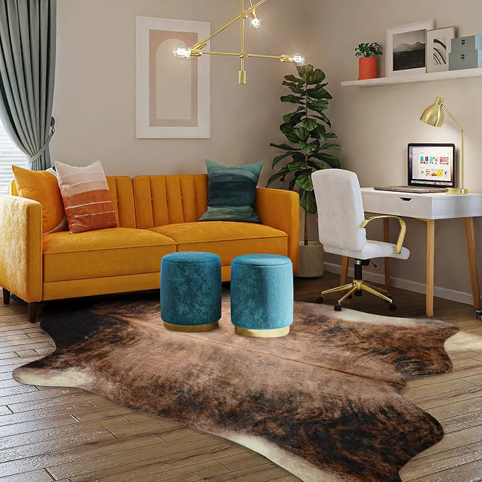Easycozy Faux Cowhide Rug Large Cow Print 8 x 10 Feet Thickened Elastic Cowhide - Image 5