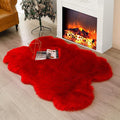 Fluffy Faux Fur Rug Red Sheepskin Area Rug, 4x6 Ft Ultra Soft Shaggy Plush Rug by CKLZSAY