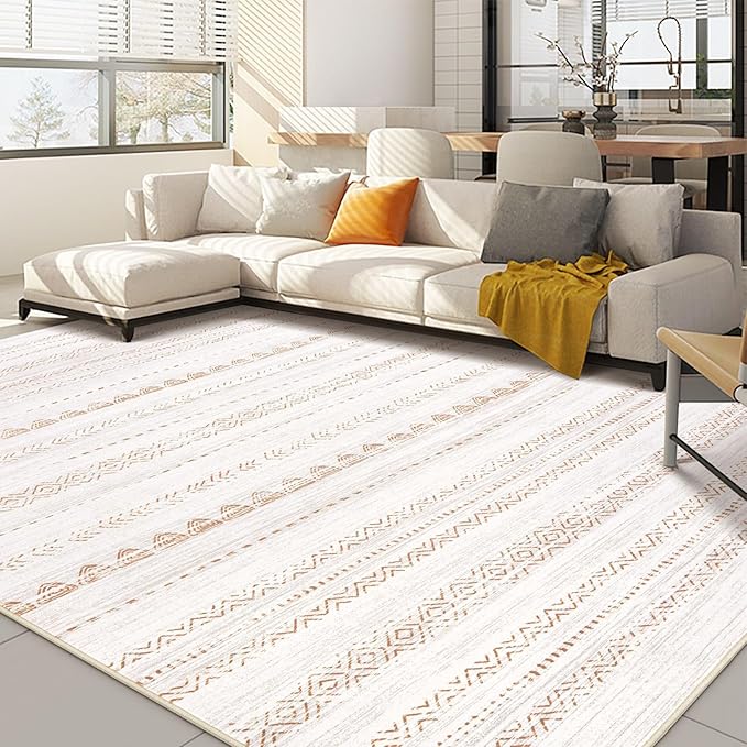 Nakagishi 7x10 Area Rug Living Room: Washable Boho Large Neutral Soft Farmhouse by NakagishiAreaRug