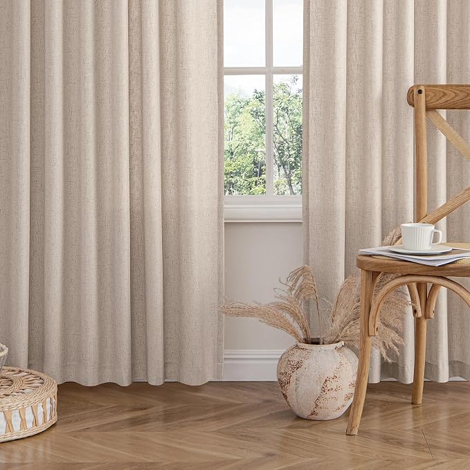 MIULEE Non-See-Through Privacy Linen Curtains 2 Panels, Light Filtering Window - Image 8
