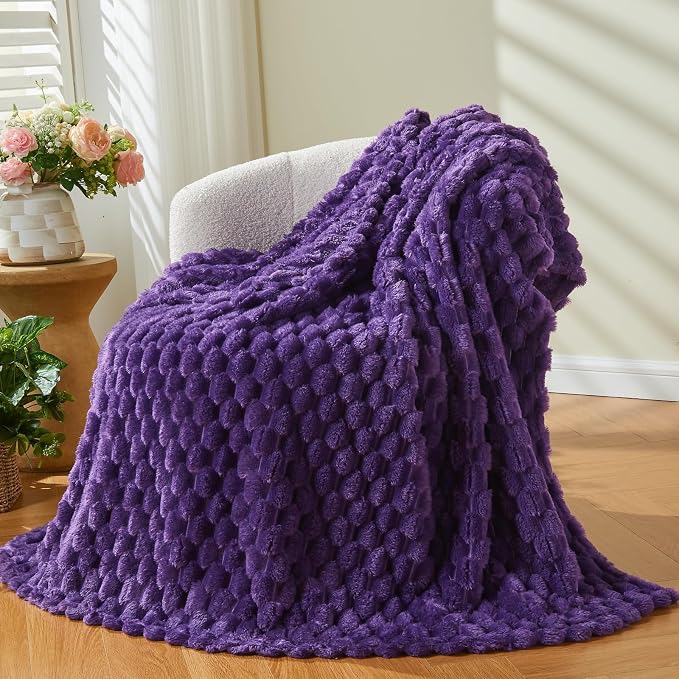 NEWCOSPLAY Super Soft Queen Blanket Purple Premium Silky Flannel Fleece 3D - Image 7