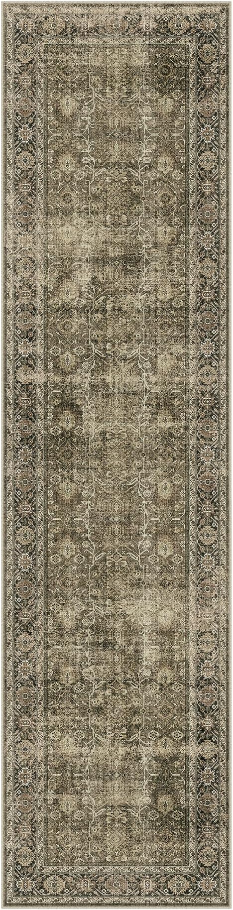 PureCozy Light Brown 2x8 Vintage Area Rug Hallway Indoor Kitchen Washable - Image 6