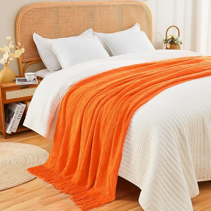 inhand Fall Throw Blanket Burnt Orange Halloween Decor - Image 3