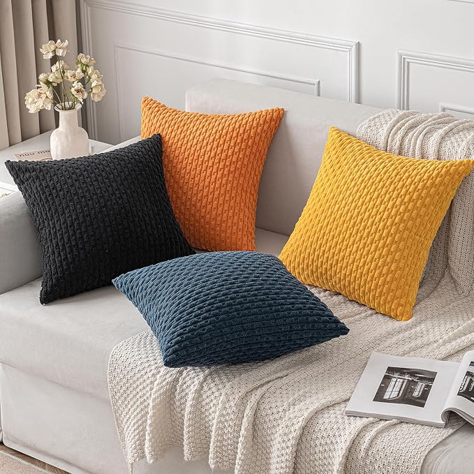 MIULEE Pack of 2 Decorative Throw Pillow Covers 18x18 Inch Soft Boho Striped - Image 4