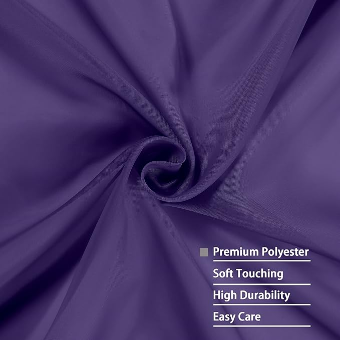 OWENIE Purple Sheer Curtains 96 Inch Length, Elegant Sheer Curtains - Image 4
