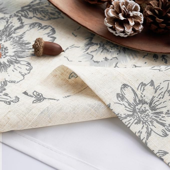 jinchan Tie Up Curtain Double Layer Linen Roman Shades Valance Curtain Floral - Image 7