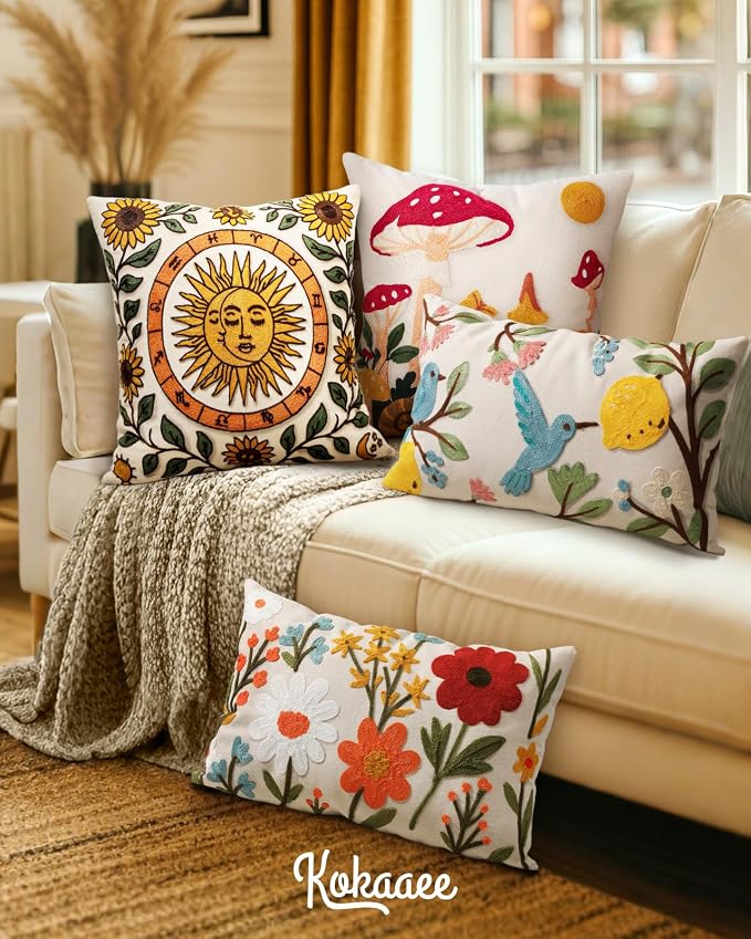 Embroidered Throw Pillow Cover 20x20 Inch - Image 6