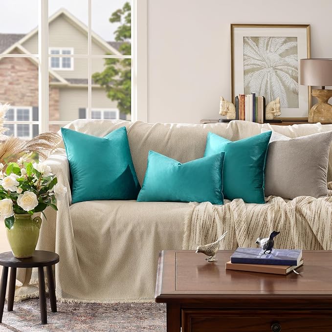 GIGIZAZA Decorative Throw Pillow Covers 16x16, Velvet Sofa Boho Cushion Pillows - Image 2