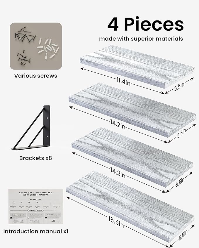 BAYKA Wall Shelves for Bedroom Decor, Floating Shelves for Living Room Kitchen - Image 7