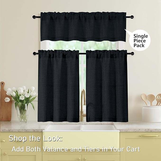 Valances for Windows, Light Filtering Faux Linen Textured Small Short Window - Image 6