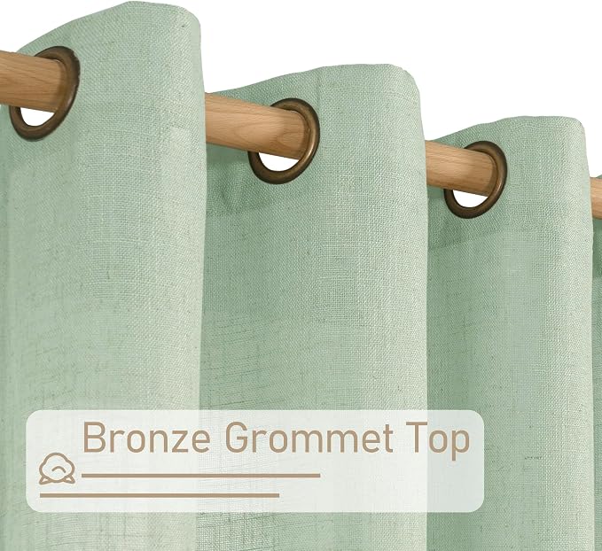 LAMIT Semi Sheer Linen Curtains 45 Inches Long, Light Filtering Panels Bronze - Image 4