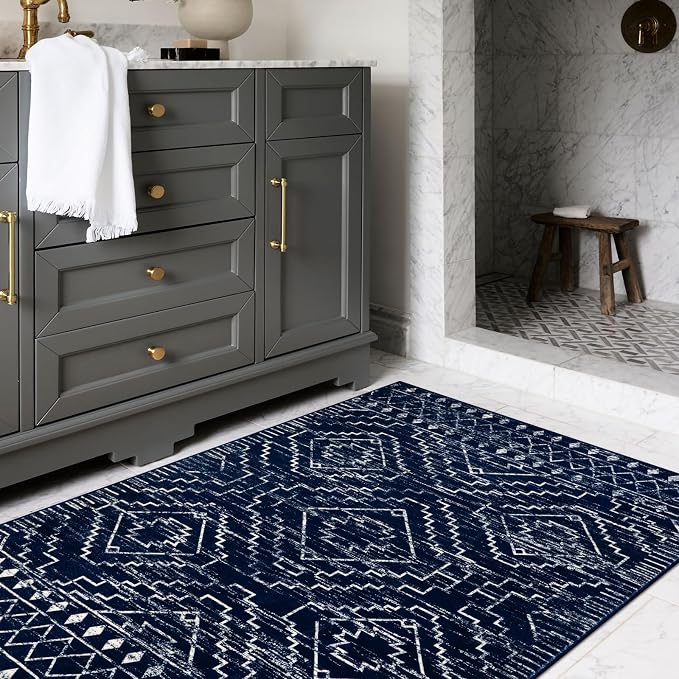 Wonnitar Moroccan Washable Rug 3x5, Soft Farmhouse Bedroom Throw Mat, Geometric - Image 8