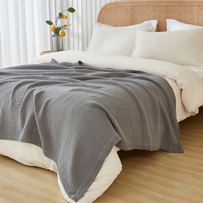 EMME Cotton Muslin King Blanket Big Oversized Bed Layering Bedspread Coverlet - Image 2