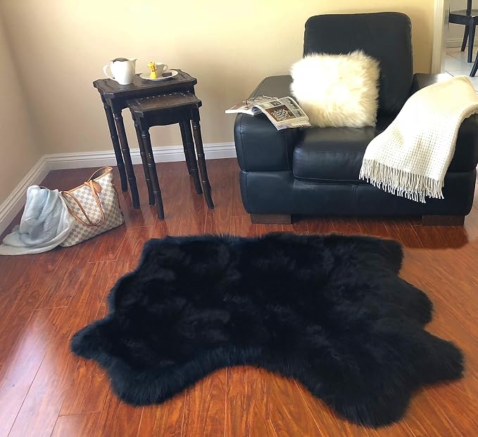 Free Shape Luxury Soft Fluffy Shag Area Rug Double Side by Side 3'x4', 90x120cm by LAMBZYRUGS