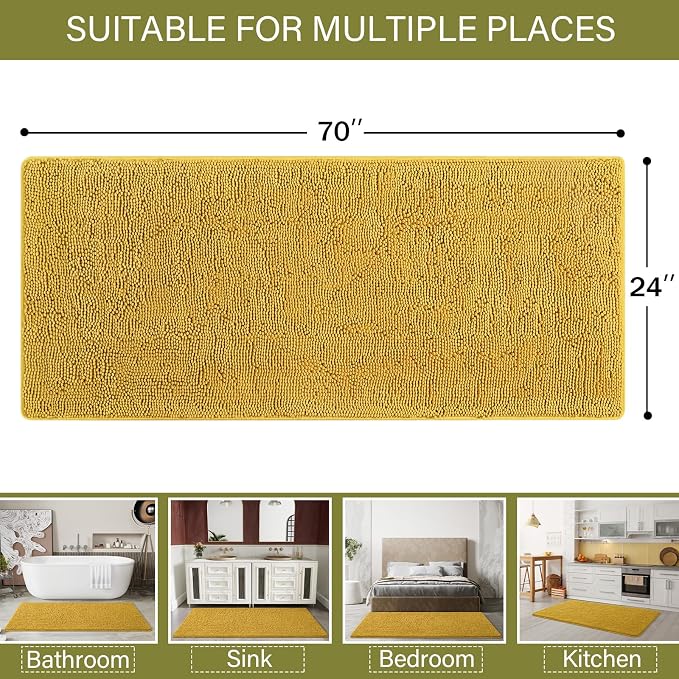 LOCHAS Luxury Bathroom Rug Shaggy Bath Mat 24 x 70 Inch, Washable Non Slip Bath - Image 2