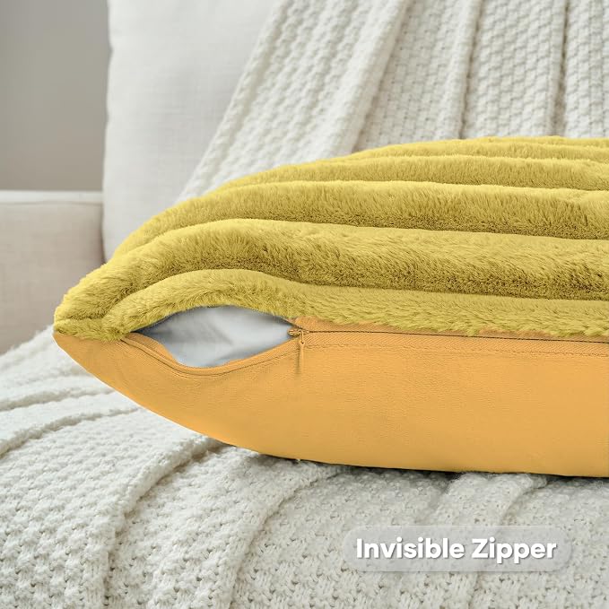 FUTEI Mustard Yellow Decorative Throw Pillow Covers Set of 2, 22x22 Inch Soft - Image 3