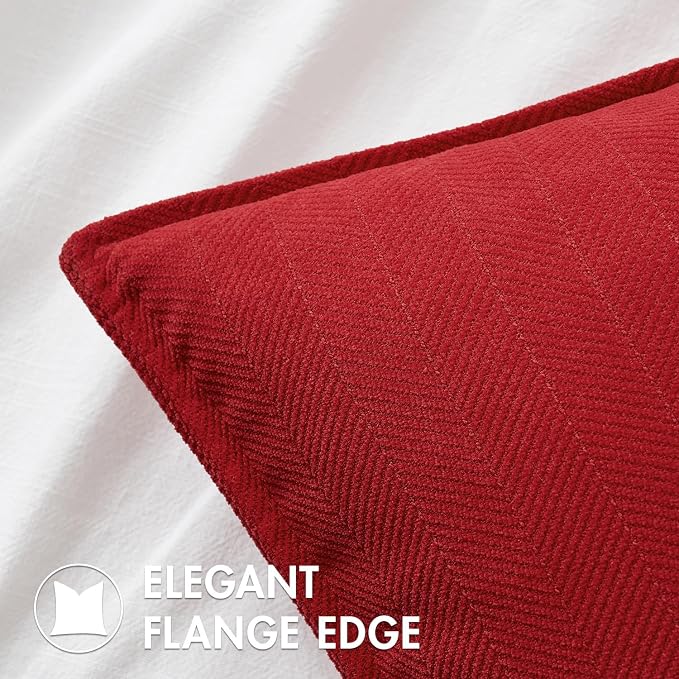 MIULEE Pack of 2 Red Decorative Pillow Covers 20x20 Inch Soft Chenille - Image 4