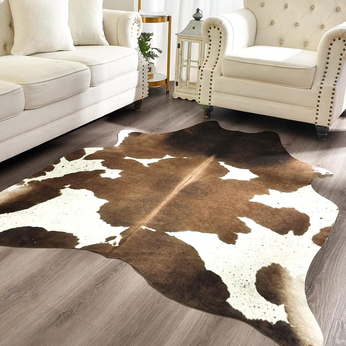 Easycozy Faux Cowhide Cow Print Rug: 6.2 x 7 Western Decor Faux Cowhide - Image 9