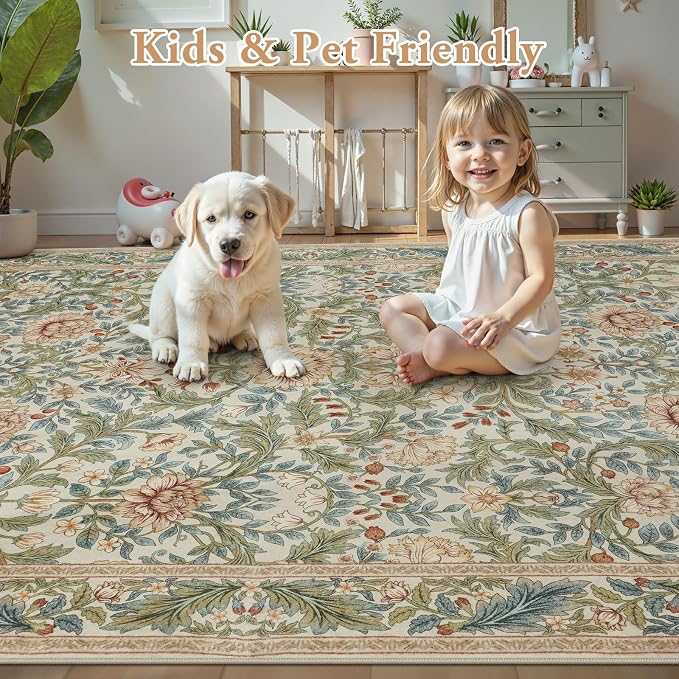 LIVEBOX Beige 5x7 Area Rugs, Machine Washable Rugs - Image 6