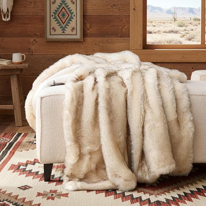 Luxury Plush Faux Fur Throw Blanket by HORIMOTEHOME