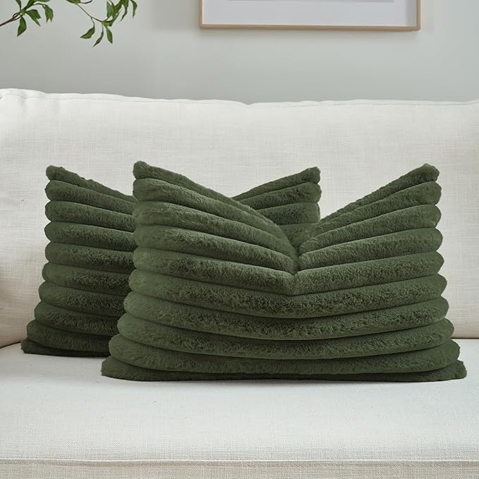 FUTEI Olive Green Decorative Throw Pillow Covers Set of 2, 12x20 Inch Soft by FUTEI