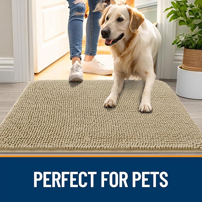 OLANLY Dog Door Mat for Muddy Paws 59x35, Absorbs Moisture and Dirt, Absorbent - Image 6