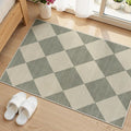 Beeiva Checkered Washable Entryway Rug 2x3, Non Slip Ultra Thin Green Front by Beeiva