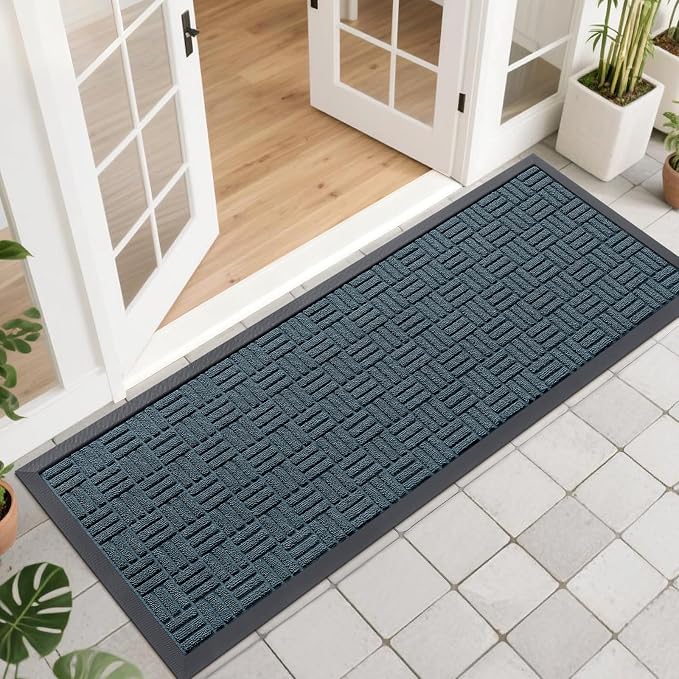 OLANLY Front Door Mat Outside Entrance 47x17, Heavy Duty Sturdy Natural Rubber by OLANLY