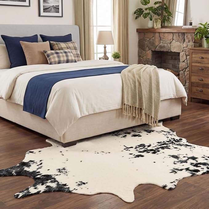 JONIYEAR Large Durable Faux Cowhide Area Rug 4.9 x 6.56 Feet, Premium Cow Print - Image 4