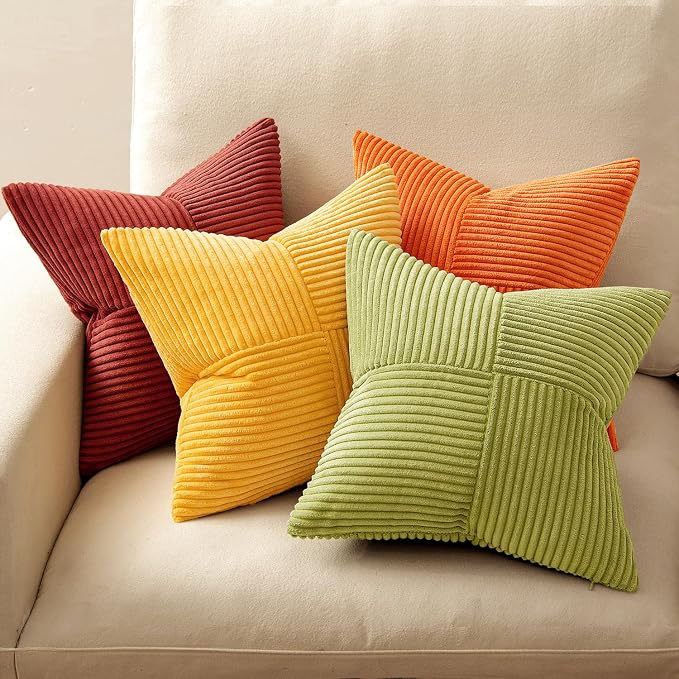 MIULEE Burnt Orange Decorative Throw Pillow Covers 20x20 Inch Set of 4 Boho - Image 3
