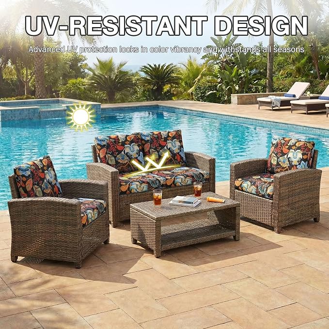 hyha 14Pcs Patio Cushion Covers, Stretch Outdoor Couch Cushion Covers - Image 6