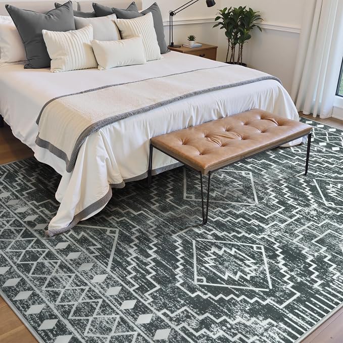 Wonnitar Moroccan 6x9 Area Rugs, Washable Grey Rugs - Image 7